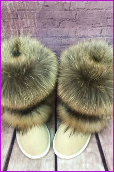Fox Fur Mid-calf Warm Boots F028