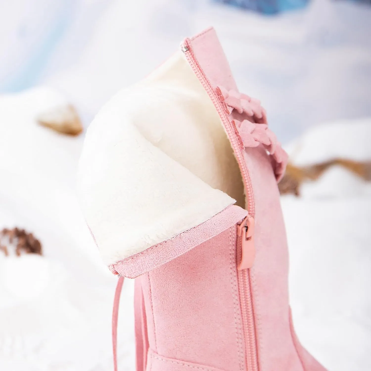 Girls Cowgirl Boots Mid Calf Square Toe Western Boot for Kids Zipper Vintage Cowboy Boots Toddler Girls Winter Shoes