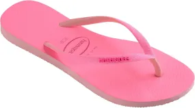Havaianas Kids Slim Glitter Neon Flip Flops - Colorful Sandals with Glitter Strap - Macaron Pink, 11/12C little kid