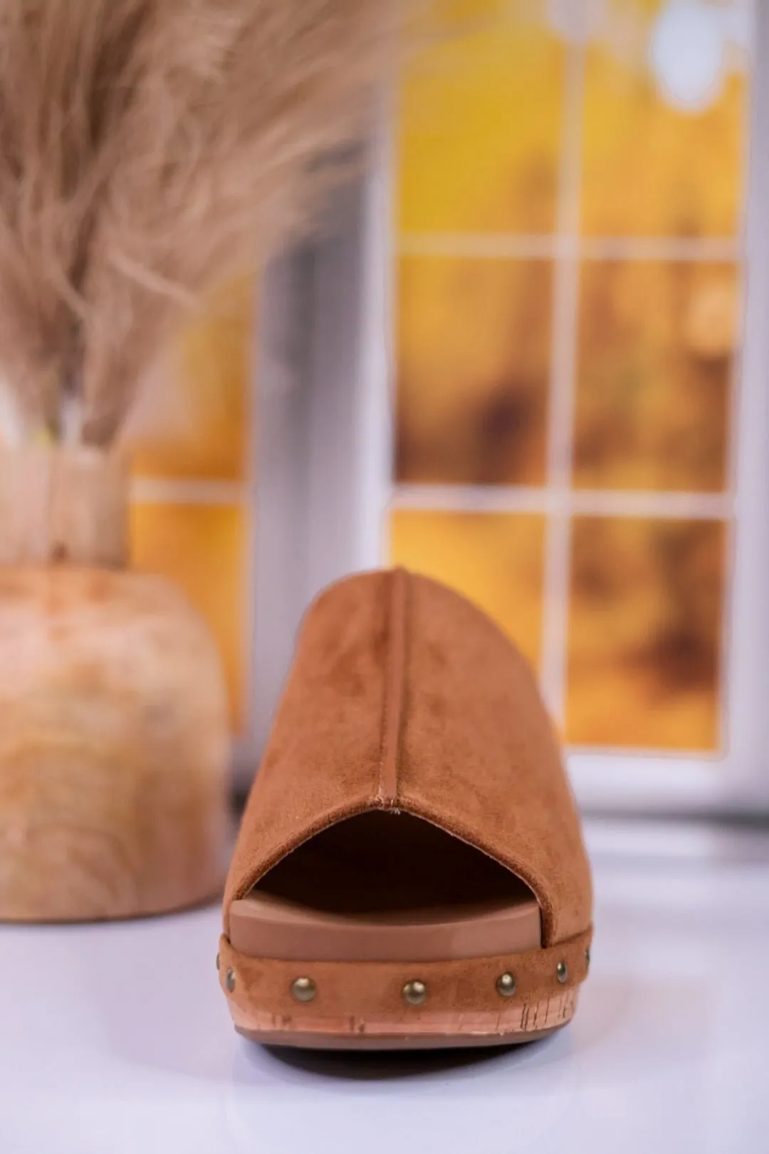 Hissy Fit Tobacco Faux Suede Open Toe Wedges