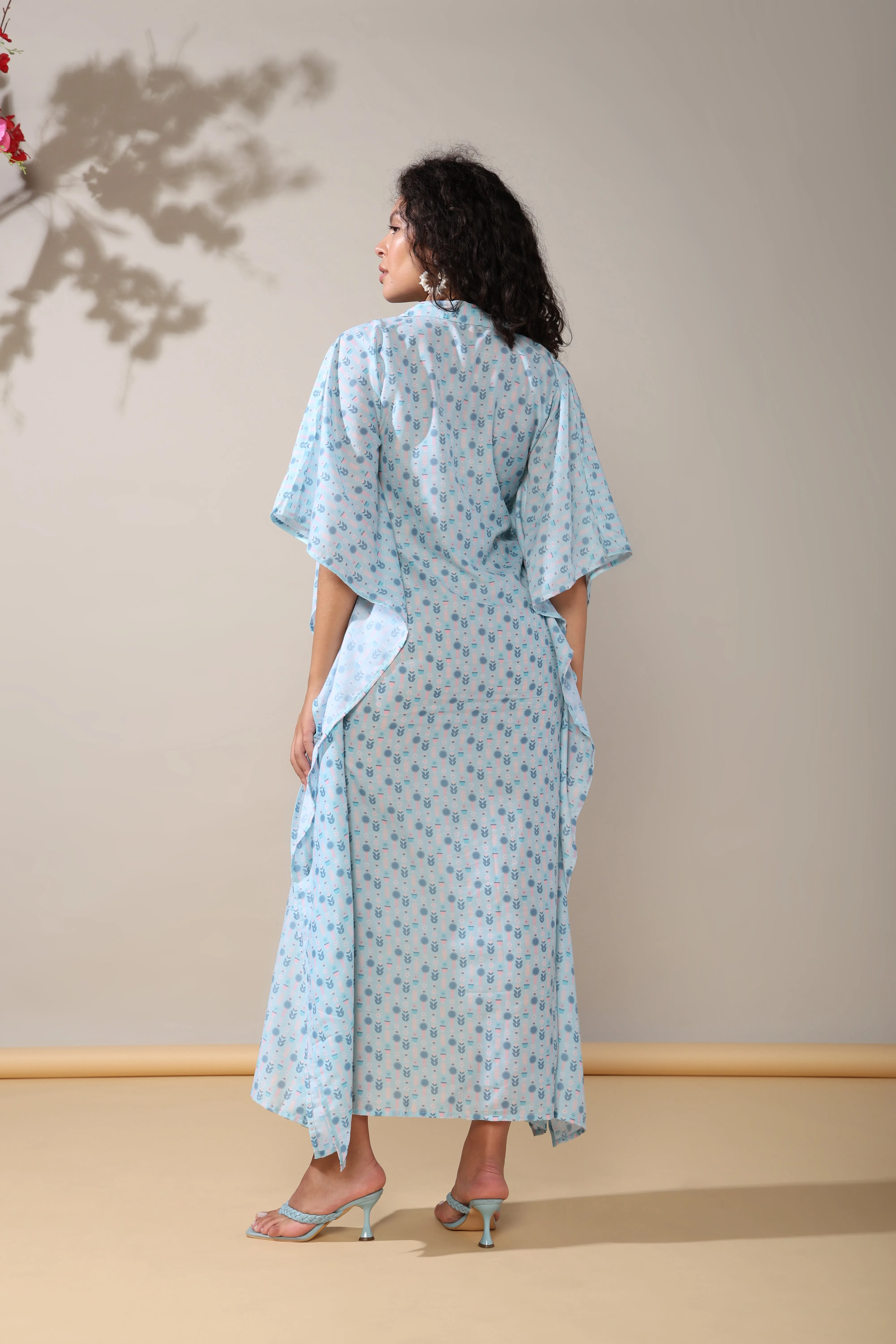 Ice blue kaftan long dress