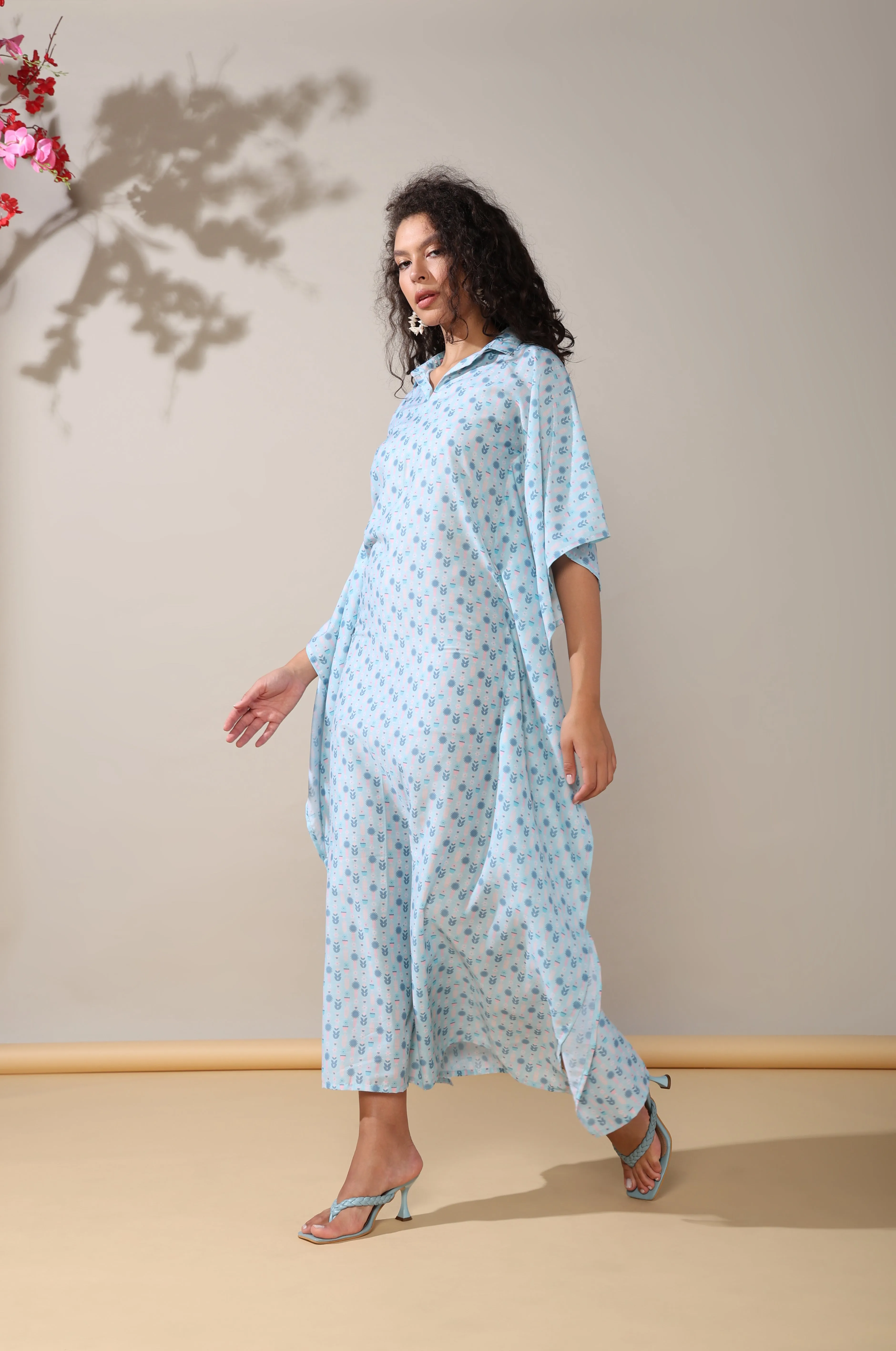 Ice blue kaftan long dress