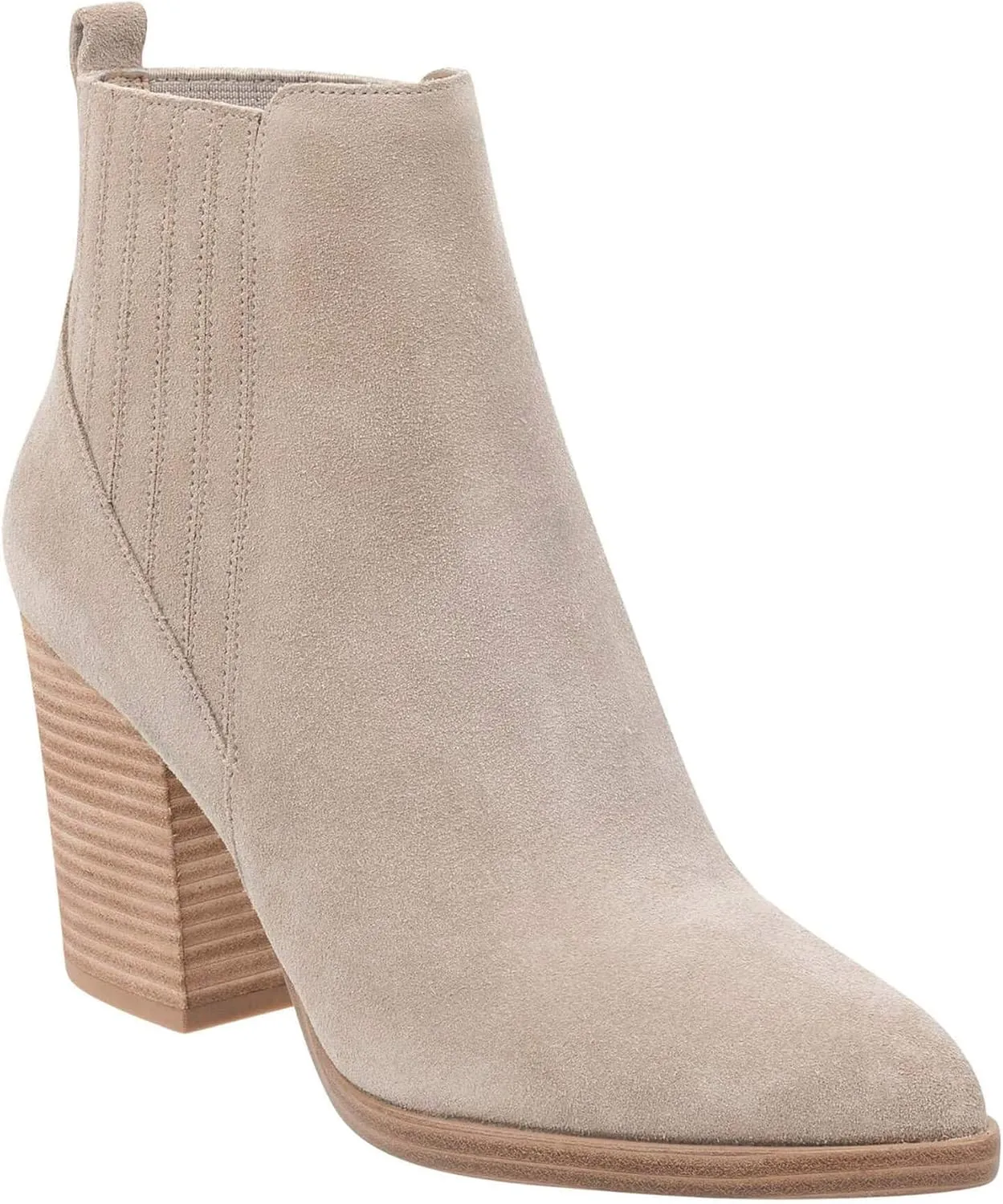 Imily Bela Womens Ankle Boots Pointed Toe Chunky Stacked Mid Heeled Faux Suede Leather Booties