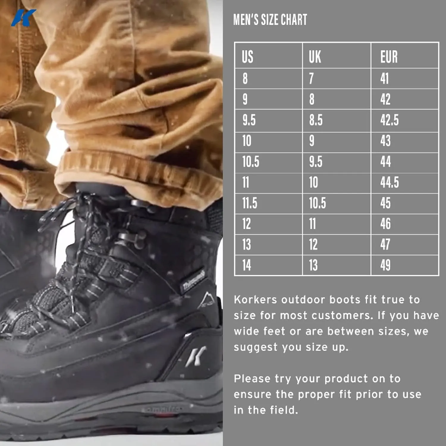 Korkers Men's Snowmageddon Winter Boots-Insulated and Waterproof