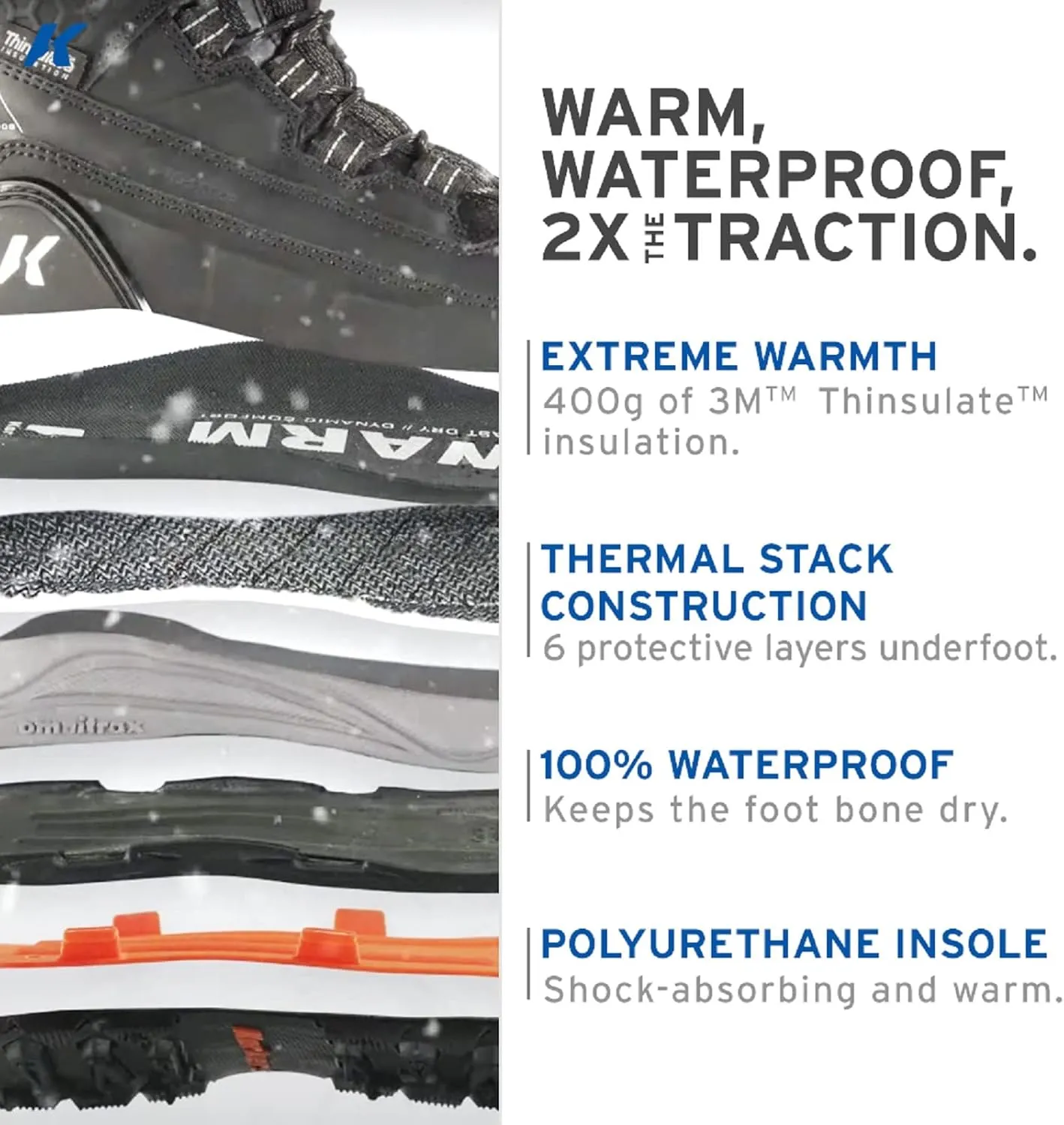 Korkers Men's Snowmageddon Winter Boots-Insulated and Waterproof