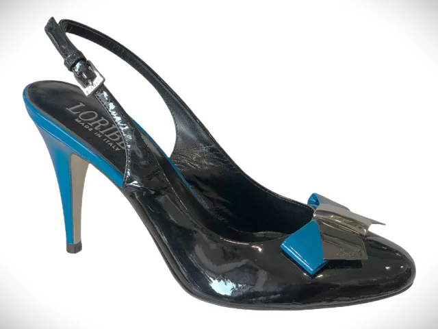 LORIBLU 4E828489 Black & Blue Patent Leather High Heels