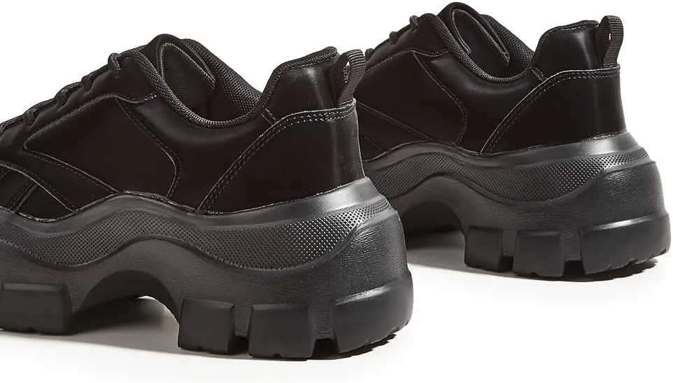 LUCKY STEP Women Chunky Platform Dad Colorblock White Neon Green Fuchsia Hologram Silver Casual Lace-Up Walking Sneakers