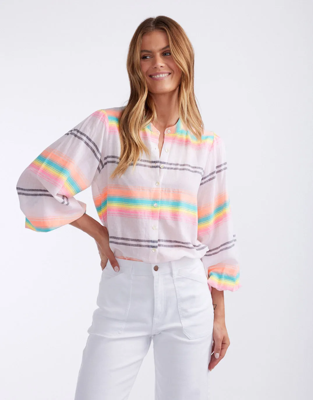 Malibu Blouse - Neon Rainbow
