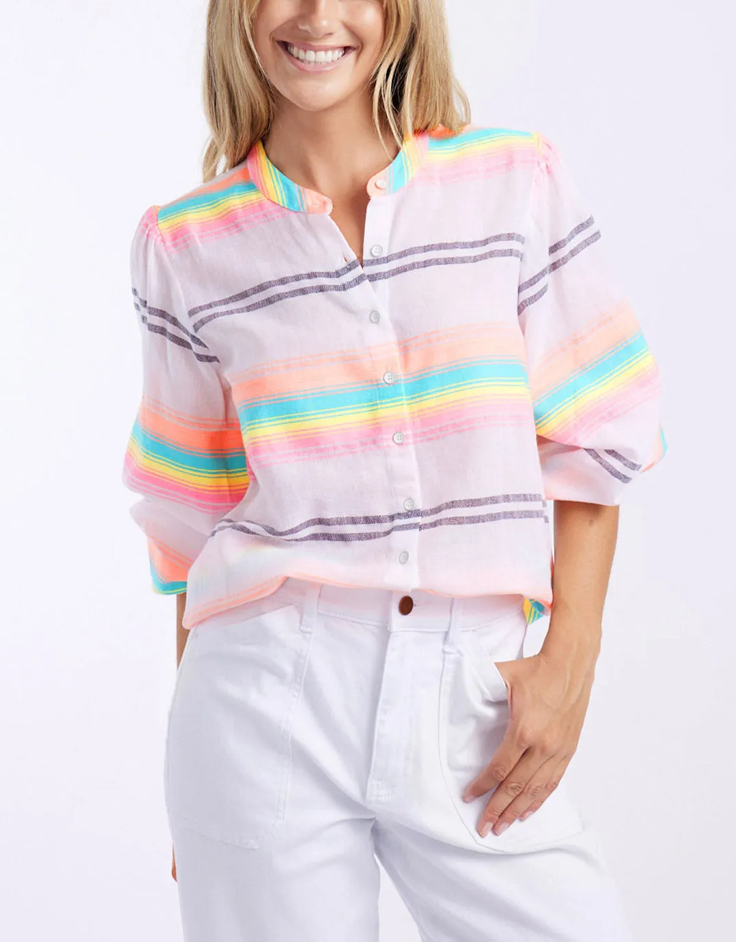 Malibu Blouse - Neon Stripe