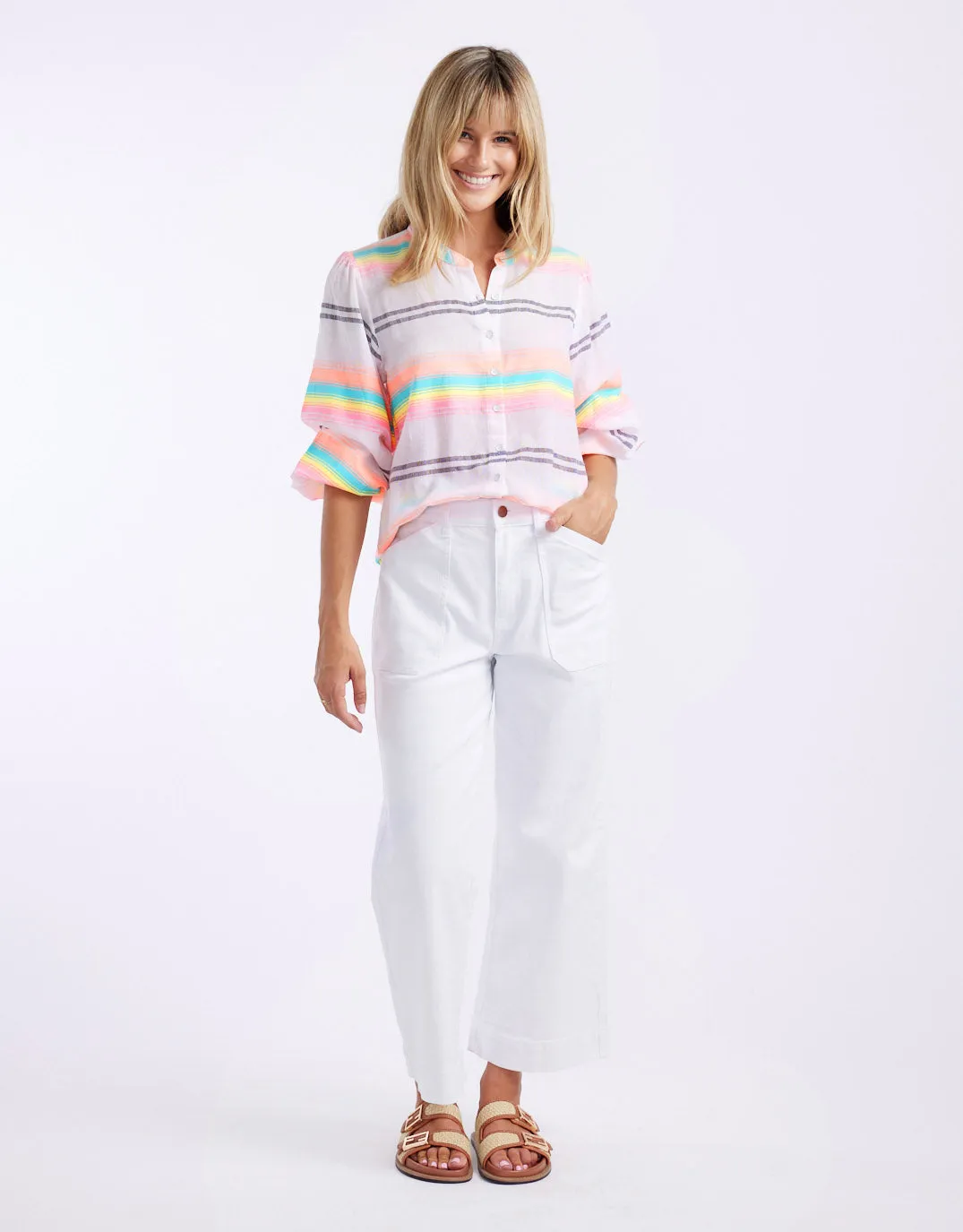 Malibu Blouse - Neon Stripe