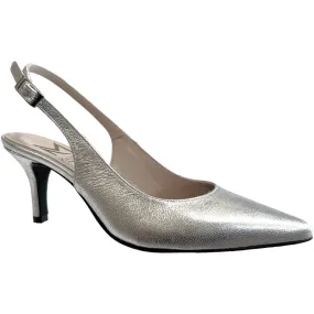 Marian 2801 Metallic Silver Leather Mid Heels