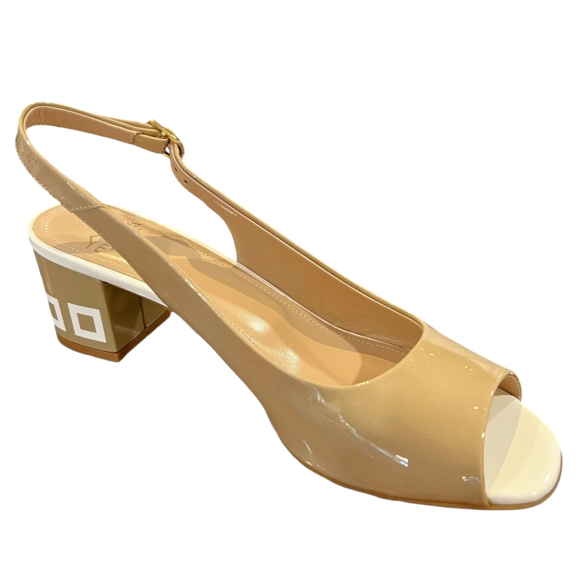 MUSS19507 Beige & White Block Heels