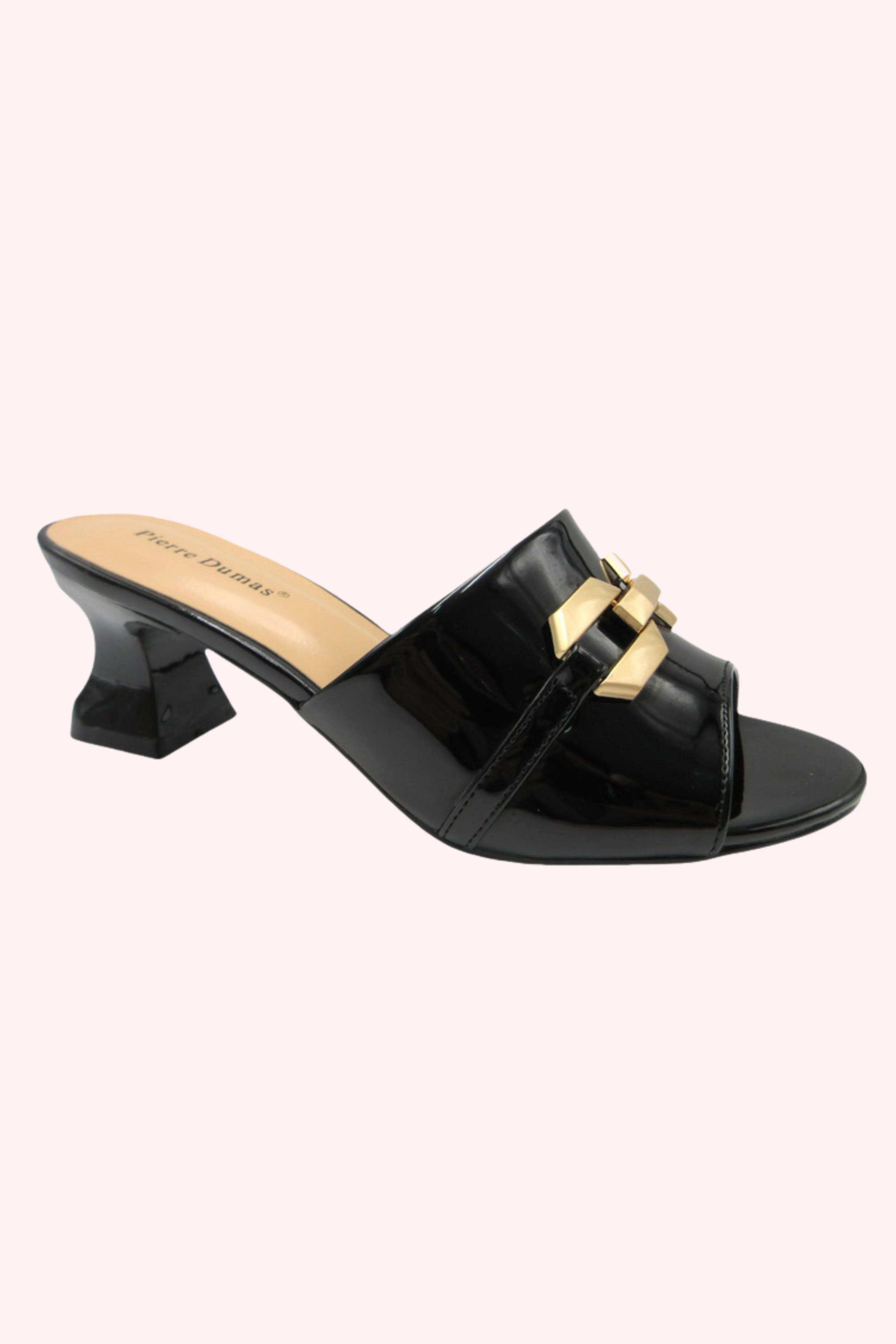 Perla Slip On Buckle Heels - Black