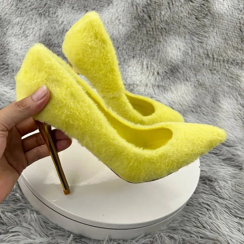 Plush Stiletto High Heels