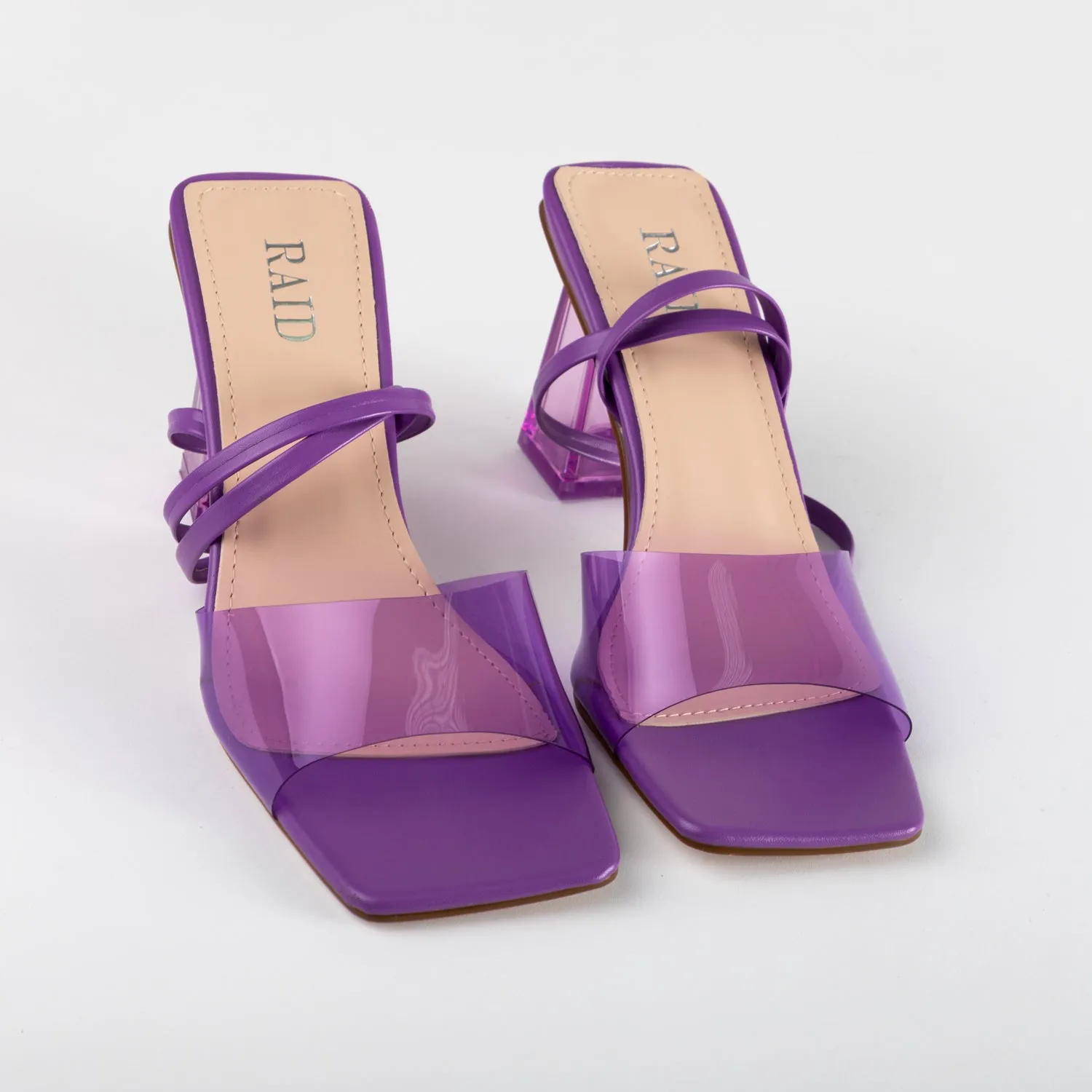 RAID Jane Perspex Heels in Purple Per Pu