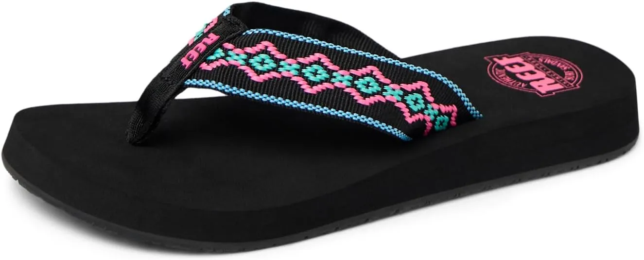 Reef Women's Sandy Flip-Flop, Black Neon, 9