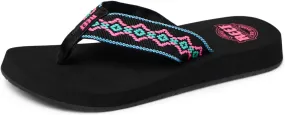 Reef Women's Sandy Flip-Flop, Black Neon, 9
