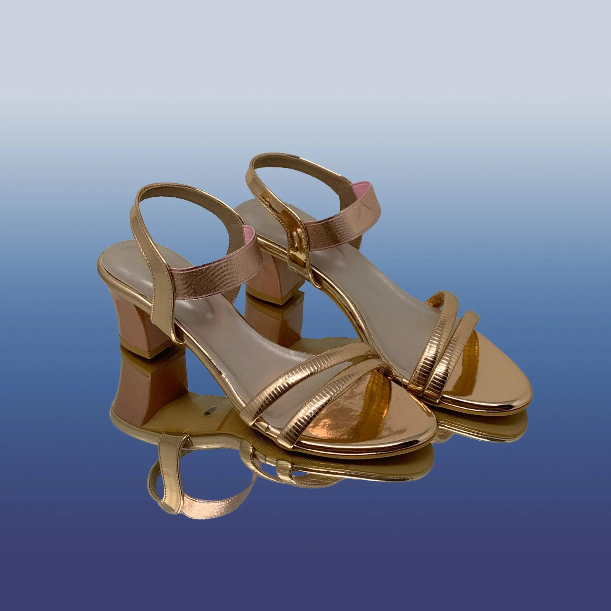 RoseGold Strappy Block Heels
