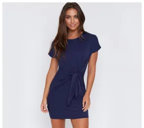 RUCHED WAIST MINI SHEATH DRESS