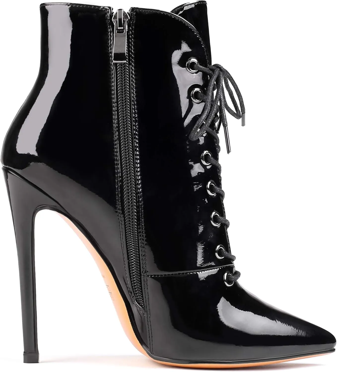 SAMMITOP Women's Pointed Toe Lace Up Ankle Boots,Animal Print Short Booties