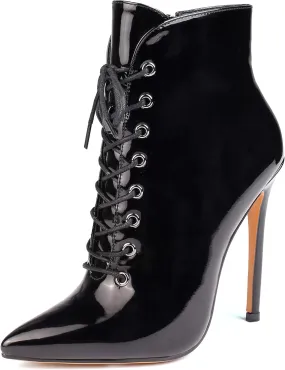 SAMMITOP Women's Pointed Toe Lace Up Ankle Boots,Animal Print Short Booties SAMMITOP Women's Pointed Toe Lace Up Ankle Boots,Animal Print Short Booties