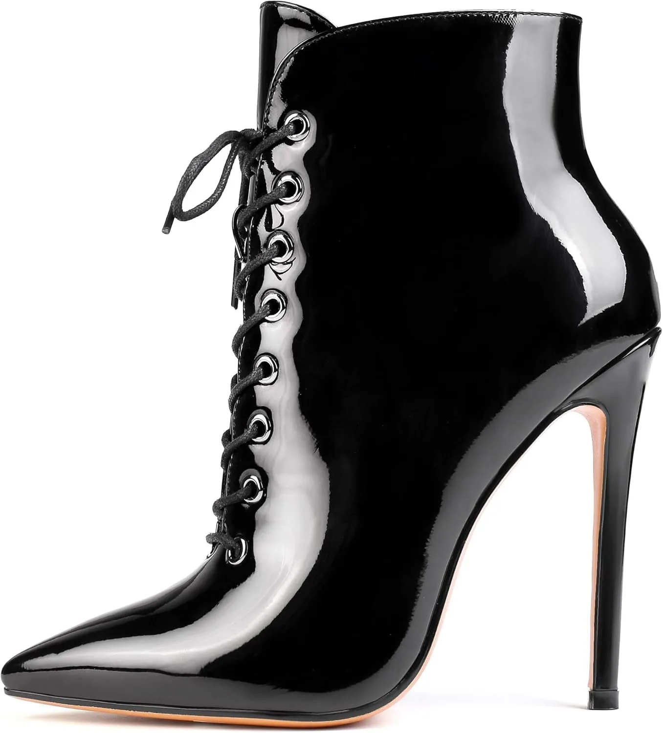 SAMMITOP Women's Pointed Toe Lace Up Ankle Boots,Animal Print Short Booties