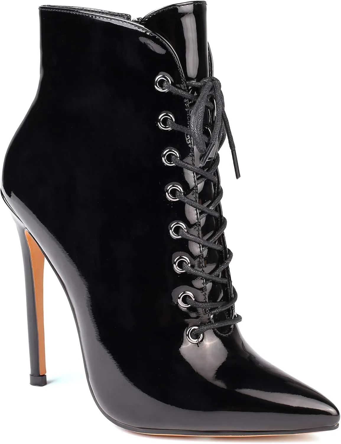 SAMMITOP Women's Pointed Toe Lace Up Ankle Boots,Animal Print Short Booties