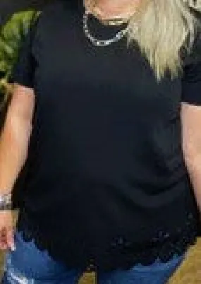 Sew in Love Brand Black Top with laser cut edge