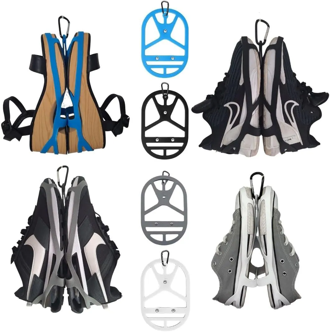 Shoe Holster For Backpack with Clip Hanger. Footwear Holder with Carabiner for Sneakers, Cleats, Bowling, Soccer, Basket, Football, Travel, Outdoors, Sports (Yellow Neon Glow In the Dark, L)