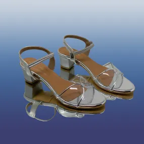 Silver Block Heel Sandals