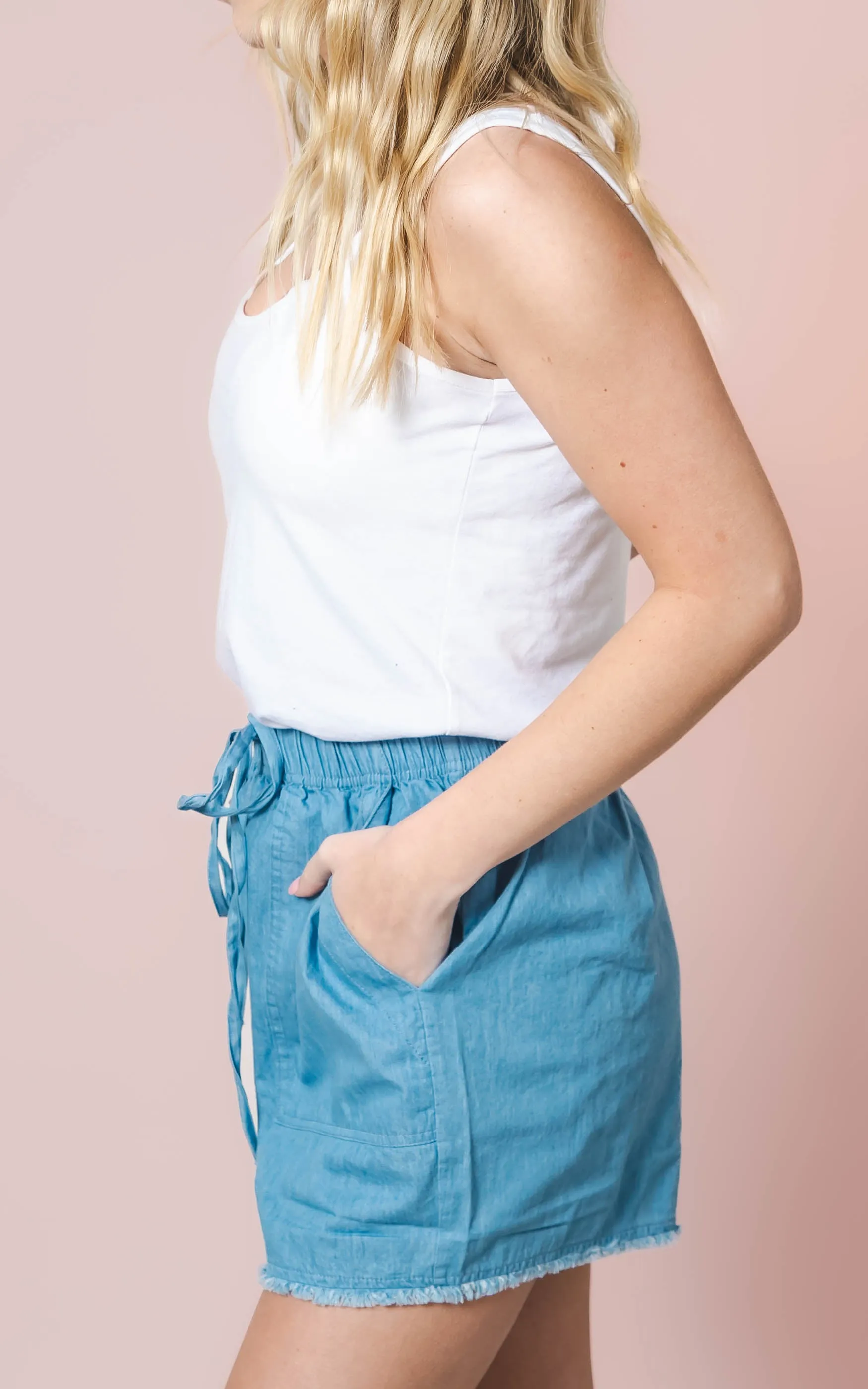 Sky Blue Light Weight Denim Shorts - Final Sale*