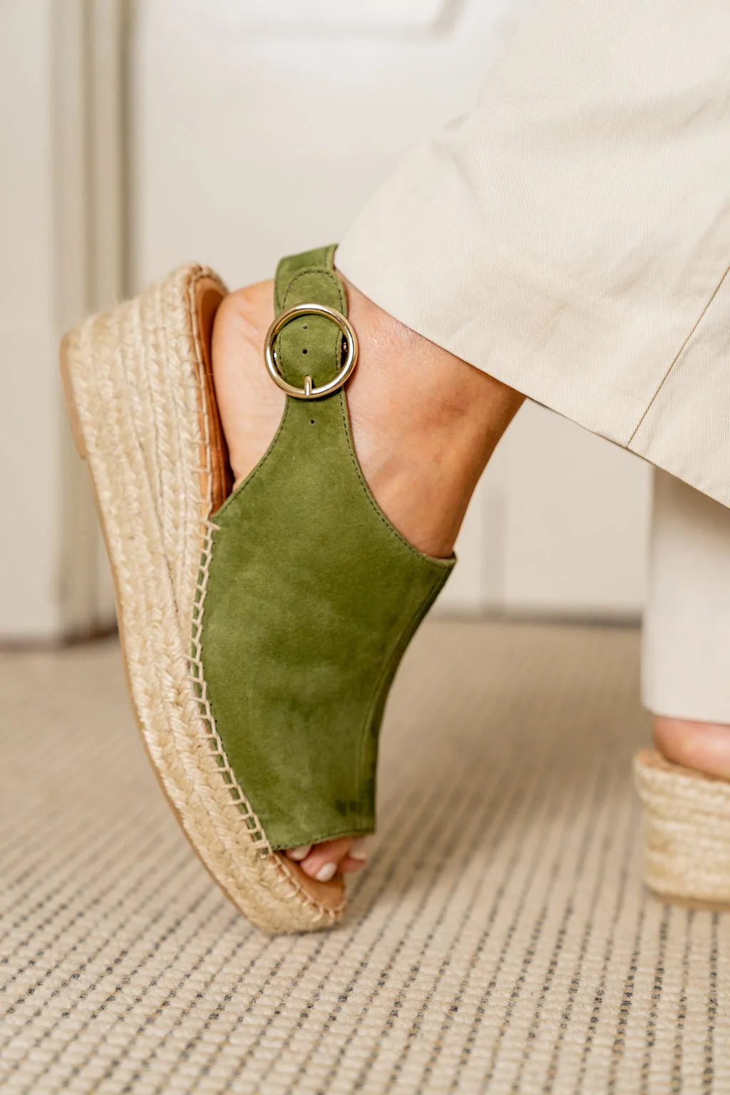 Stella Peep Toe Espadrille with Buckle