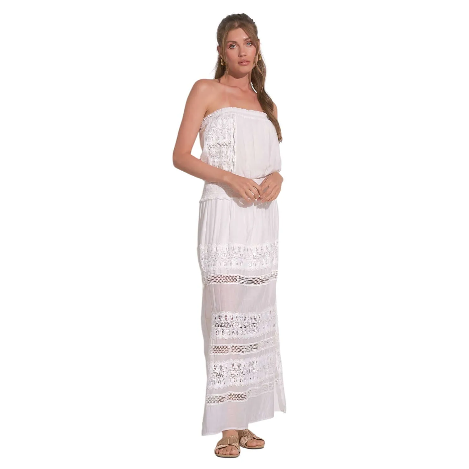 Strapless Crochet Lace Maxi Dress