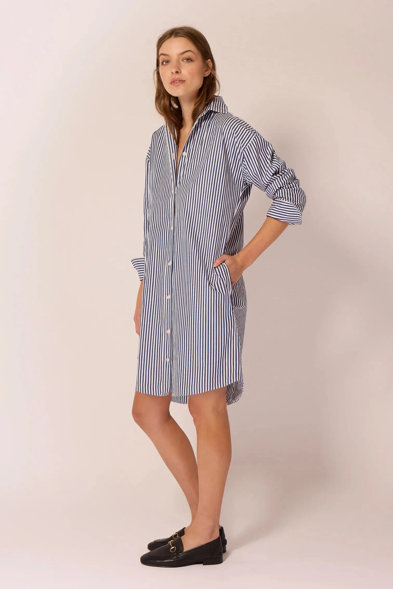 'T.Line' Stella Shirt Dress - Blue Stripe