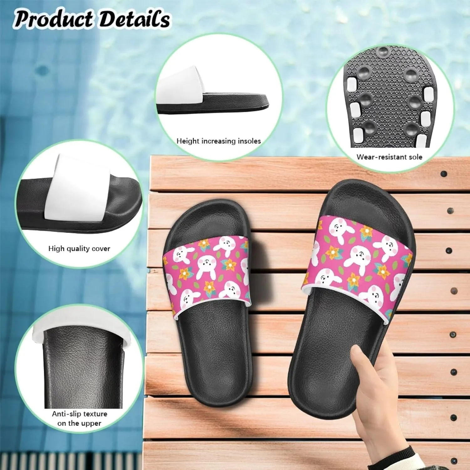 Toddler Slides Bathroom Thick Sole Pillow Slippers Summer Cloud Slides Quick Drying Athletic Slides Flat Shoes