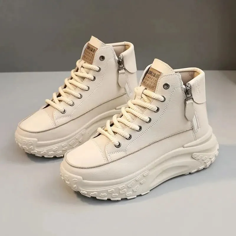 Trendy High Top Sneakers for Women with Side Zipper