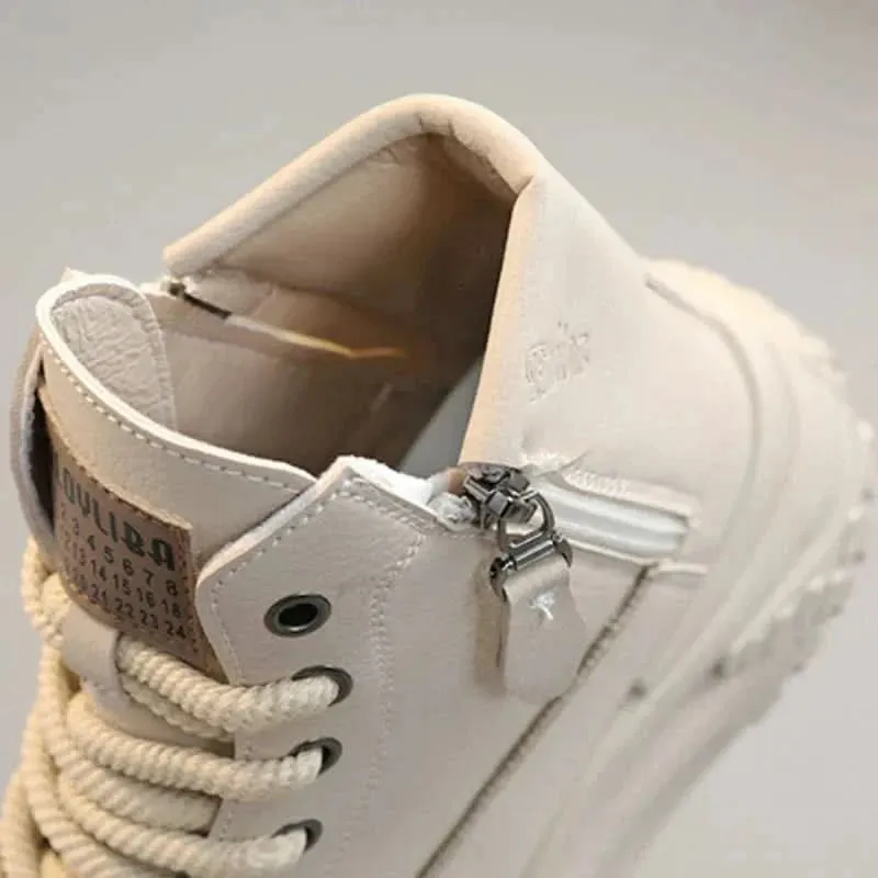 Trendy High Top Sneakers for Women with Side Zipper