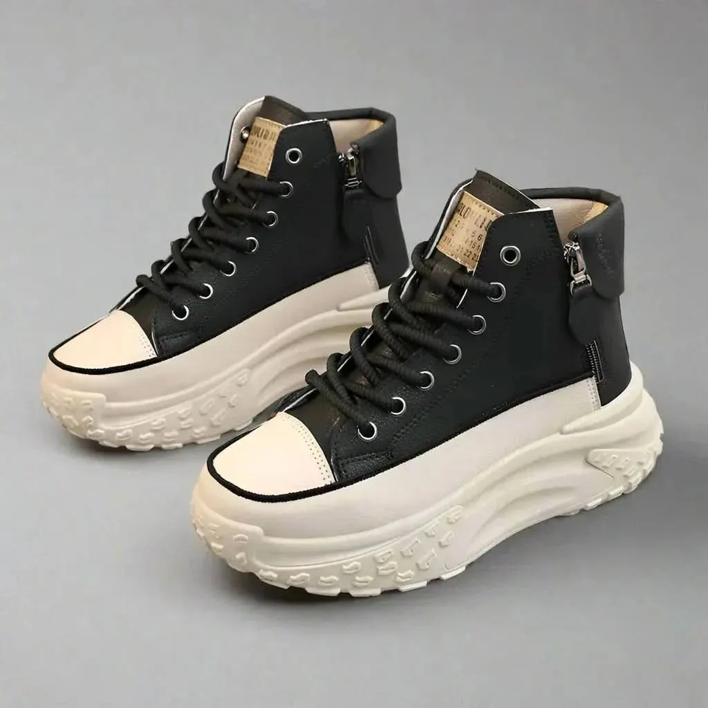 Trendy High Top Sneakers for Women with Side Zipper