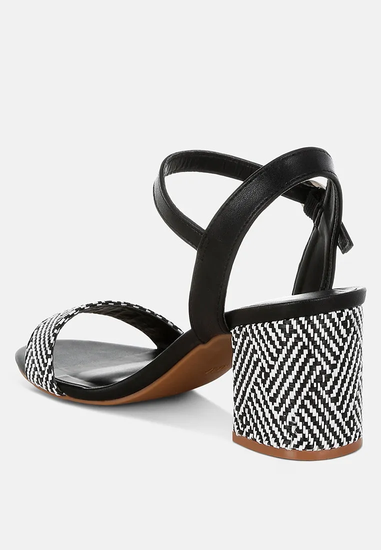 Tulata Raffia Pin Buckle Block Heels
