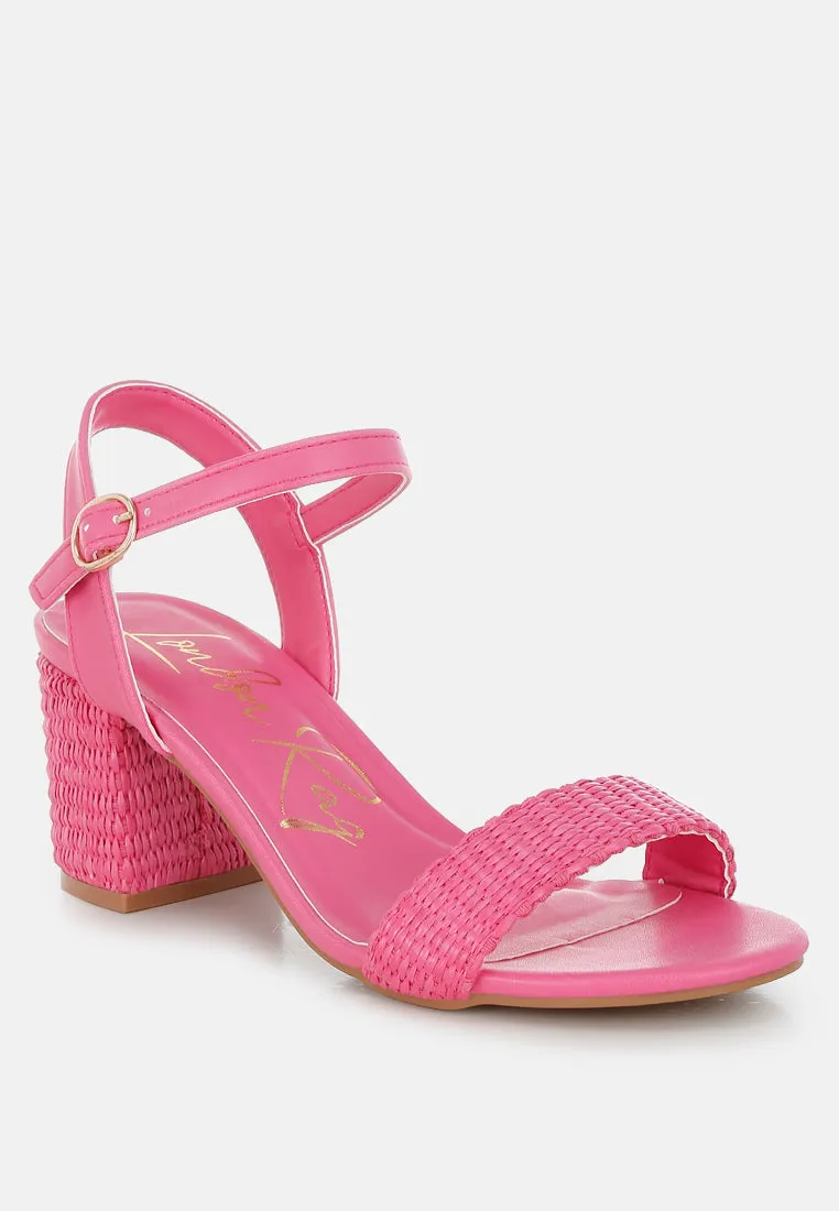 Tulata Raffia Pin Buckle Block Heels