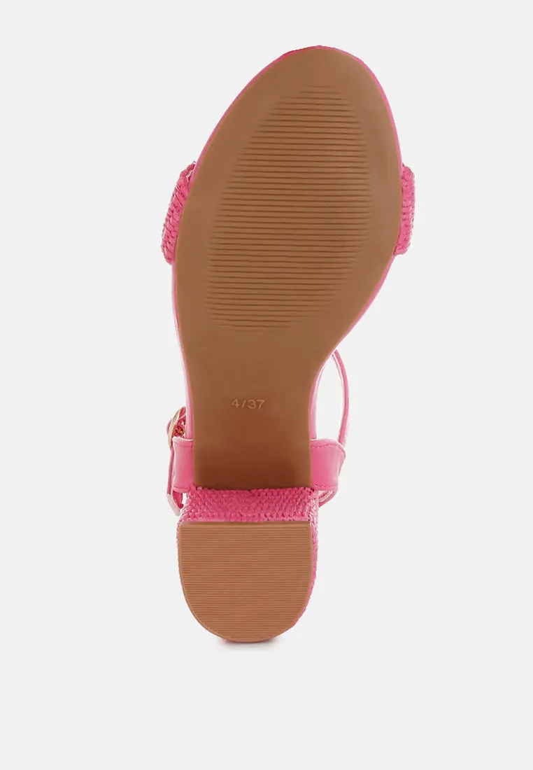Tulata Raffia Pin Buckle Block Heels