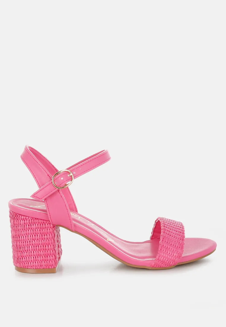 Tulata Raffia Pin Buckle Block Heels