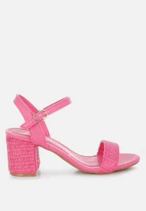 Tulata Raffia Pin Buckle Block Heels