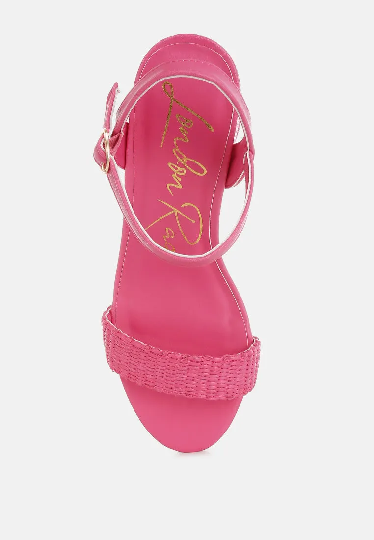 Tulata Raffia Pin Buckle Block Heels