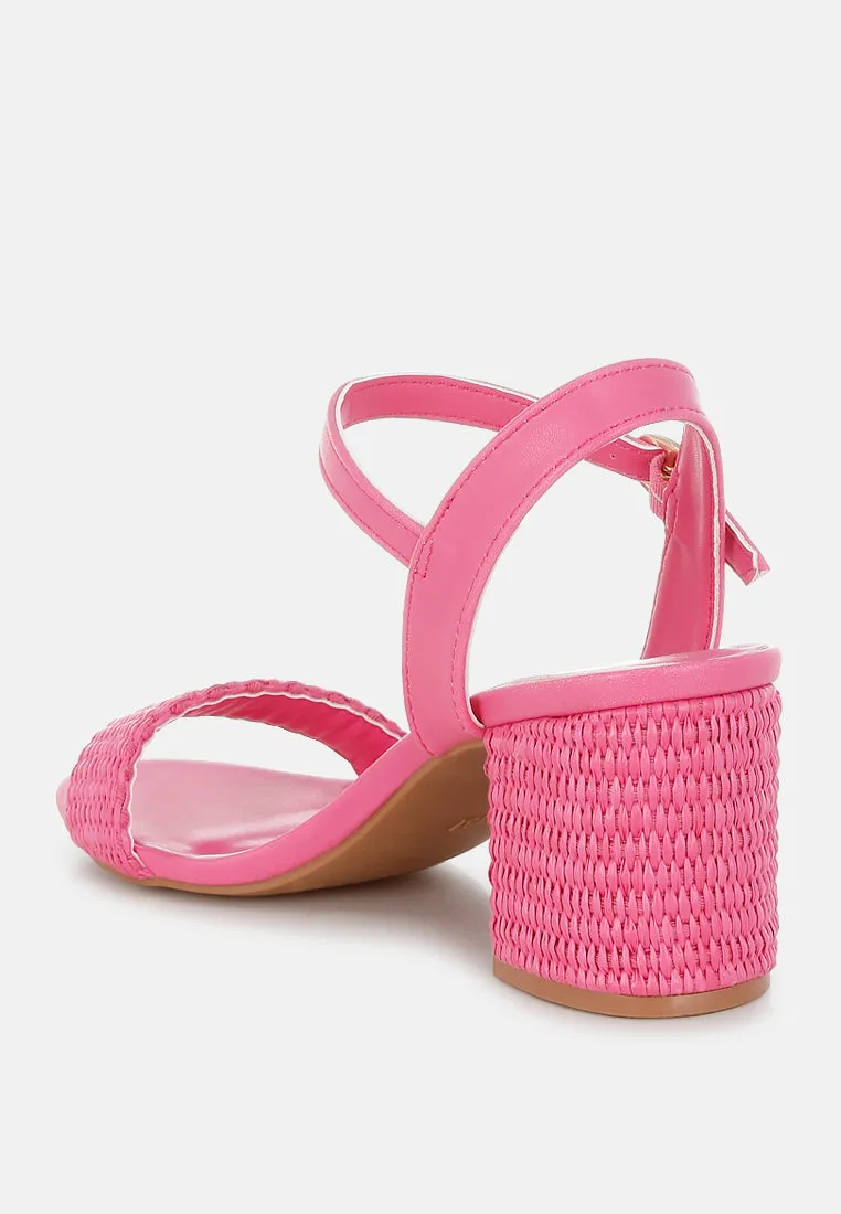 Tulata Raffia Pin Buckle Block Heels