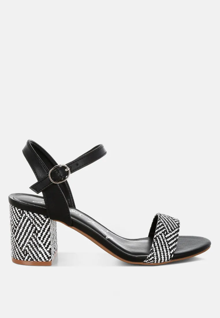 Tulata Raffia Pin Buckle Block Heels