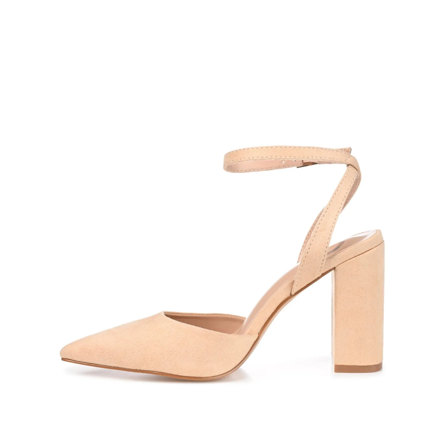 TYYRA BLOCK HEELS IN FAUX SUEDE