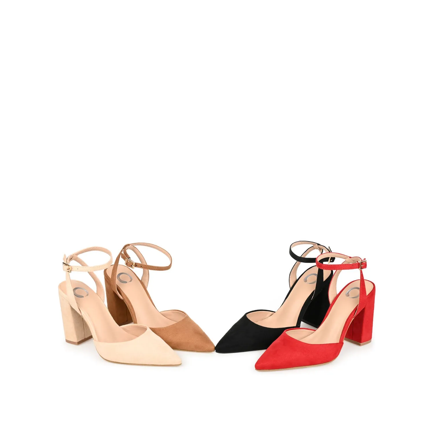 TYYRA BLOCK HEELS IN FAUX SUEDE