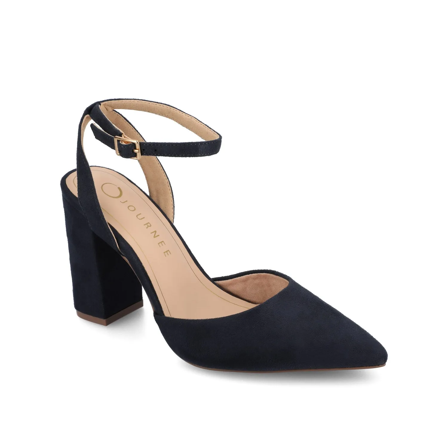 TYYRA BLOCK HEELS IN FAUX SUEDE