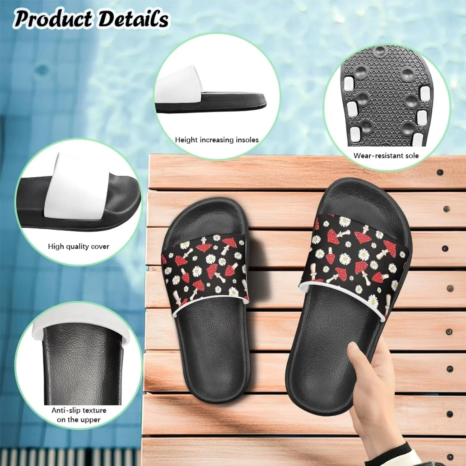 Unisex-Child Beach Slides Comfort Slide Sandals Slip Resistant Slippers for Indoor Outdoor Water Shoes Flip Flop